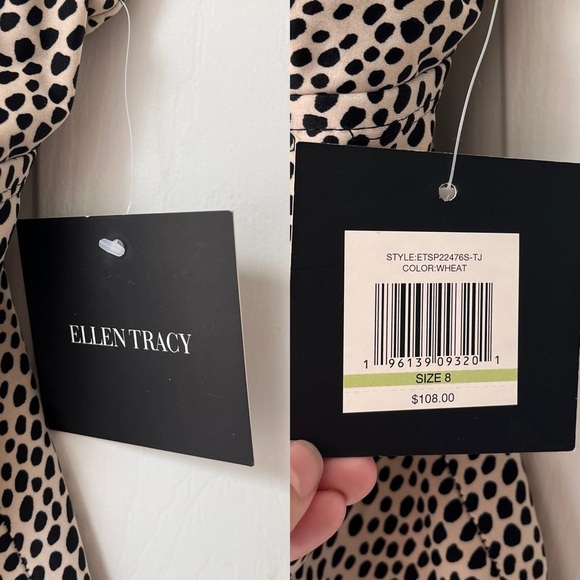 NWT Ellen Tracy Wheat Dot Print Ruched Tankini Top 8 - Picture 5 of 14